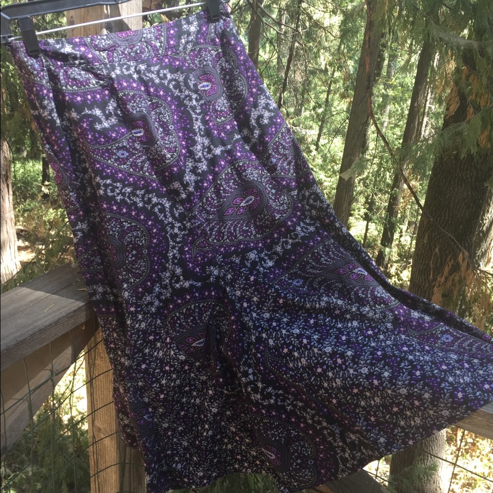 Charter Club A line cotton paisley purple print, free shipping,midi skirt HP24 - Picture 4 of 15